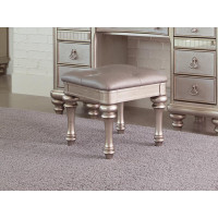 Coaster Furniture 204189 Upholstered Vanity Stool Metallic Platinum